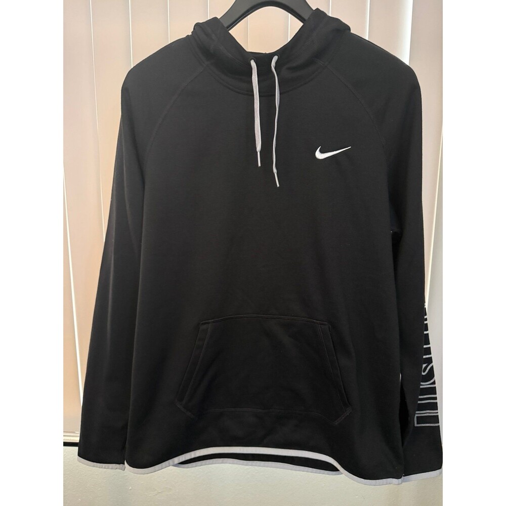 Women’s Nike Dri-Fit Black Hoodie “Just Do It” on Sleeve Size Large